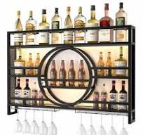 Metal Wall Mounted Wine Rack Modern Bottle Glass Storage Organizer w/ LED  Light | eBay