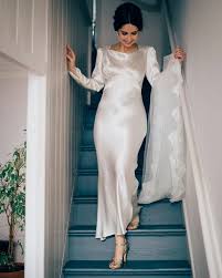 Quick & easy to get these ankle length beach wedding dress sleeves at discounted prices online you need from shippers and suppliers in china. Long Sleeve Boat Neck Ankle Length Silk Satin Wedding Dress Bride Dress Wedding Dresses Aliexpress