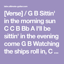 Otis Redding Sitting On The Dock Of The Bay Chords Verse G B Sittin In The Morning Sun C C B Bb A I Ll Be Sittin In The Evening Come G B Watching The Ships Roll In Otis Redding Dock