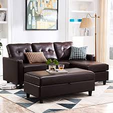 More buying choices $629.00 (3 new offers) Amazon Com Honbay Leather Sectional Couch With Ottoman Sofa Set With Chaise L Shape Couch Sleeper With Storage Ottoman Brown Furniture Decor