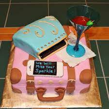Or you could conduct a survey on what everyone thinks will happen to everyone else, then organise a few backdrops and props and costumes of what people will. Farewell Cake Decorating Photos