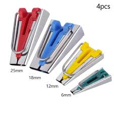 Each tool is created for a specific width of bias tape, starting with ¼ and ranging as high as 2″. Metal Set Of 4 Fabric Bias Tape Maker Binding Tool Sewing 6mm 12mm 18mm 25mm Diy Sewing Tools Accessory Plastic Home Kitchen Sewing Umoonproductions Com