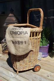 French Country Wicker Market Basket On Wheels 209 95 32 An Exact Reproduction Of A Real Antique French Vintage Baskets French Market Basket Rattan Basket