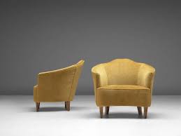 Italian Pair Of Children Chairs In Tuscan Yellow Velours Fabric Lounge Chair Chair Mid Century Lounge Chairs