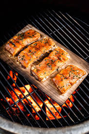 Using a charcoal grill, place salmon on the cedar plank on the grill rack directly over medium coals. Grilled Cedar Plank Salmon Recipe