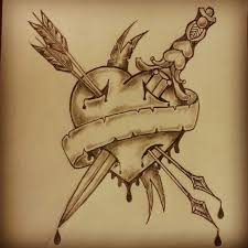 Traditional Heart Arrow Dagger Tattoo Sketch By Ranz Karambitknives Heart Drawing Broken Heart Drawings Art Sketches