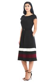 Stripe Hem Belted Cotton Knit Dress Cotton Knit Dresses Dresses Jersey Knit Dress