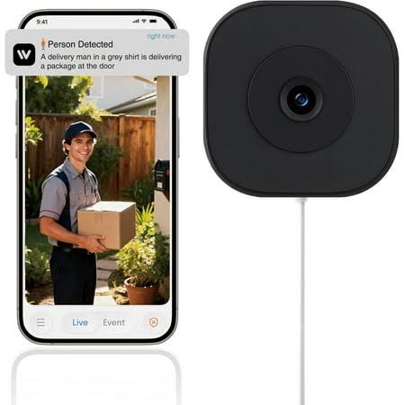 2k Window Security Camera 2.4g WiFi Indoor Monitoring Camera with Full-Color Night Vision, Motion Detection, Local Storage & 24/7 Recording, Other