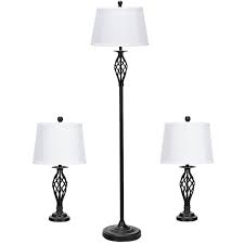 Buy 2 table lamps and get the best deals at the lowest prices on ebay! Gymax 3 Piece Lamp Set 2 Table Lamps 1 Floor Lamp Fabric Shades Living Room Bedroom Walmart Com Walmart Com