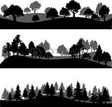 Set Of Different Silhouettes Of Landscape With Trees Vector Illustration Vector Landscape Silhouette Forest Silhouette Silhouette Illustration