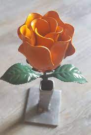 Orange Steel Rose Etsy Red And Yellow Roses Metal Flowers Flower Art