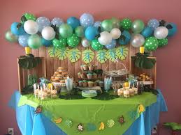 A number of colour options appropriate for the theme of the monkey is brown and green. Monkey Baby Shower Dessert Table Baby Shower Dessert Table Baby Shower Desserts Monkey Baby Shower
