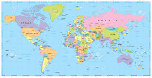 Eine weltkarte können sie bei uns sowohl als laminiertes poster, als auch als pinnwand, magnetwand, mit oder ohne rahmen bestellen. Farbige Weltkarte Grenzen Lander Und Stadte Illustration Lizenzfrei Nutzbare Vektorgrafiken Clip Arts Illustrationen Image 61826067