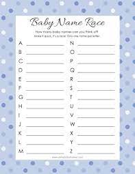 How To Play Baby Name Race Baby Name Game Free Baby Shower Free Baby Shower Games