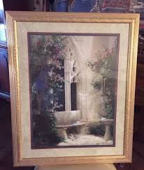 Vintage Home Interiors Birkenstock Gold Framed Picture Doves In Courtyard Large House Interior Vintage House Homco