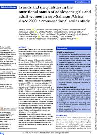 An online health education bachelor's degree can open the doors to a variety of careers and industries. Trends And Inequalities In The Nutritional Status Of Adolescent Girls And Adult Women In Sub Saharan Africa Since 2000 A Cross Sectional Series Study Resource Centre