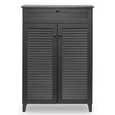 Baxton Studio Warren Wood Shoe Storage Cabinet In Dark Brown 28862 5307 Hd The Home Depot Shoe Storage Cabinet Wood Shoe Storage Shoe Storage