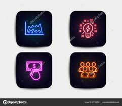 Neon Set Trade Chart Inspiration Payment Click Icons Group
