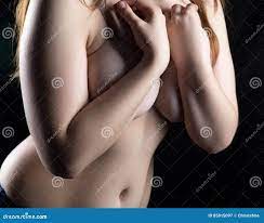 Young Woman Covering Naked Breast Stock Image - Image of chest, arms:  85815097