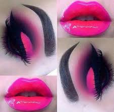 Black And Red Ombre Eyeshadow Pink And Red Ombre Lips Makeup Eye Makeup Gorgeous Makeup