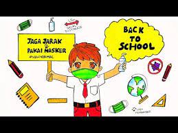 Gambar kartun anak sekolah sd pakai masker from cf.shopee.co.id nah kali ini saya akan membagikan spanduk tentang kawasan wajib masker dengan desain seperti dibawah ini anda bisa download file softcopy desain spanduk kawasan wajib masker format cdr dan pdf berikut ini yang tentunya dengan format vector coreldraw dan pdf secara gratis. Cara Menggambar Dan Mewarnai Poster Tema New Normal Sekolah Ep 221 Youtube Sekolah Cara Menggambar Poster