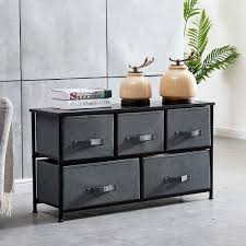 Boju Bedroom Chest Of Drawers Dark Grey Living Room Unit Storage Sideboard Cabinet Long Tv Stand Table With With 5 Fabric Drawers For Kids Room Clothes Toy Collection Nursery Cabinet Buy Online Urban ladder offers a variety of bedroom tv stand designs to suit every type of bedroom set up that includes a tv.