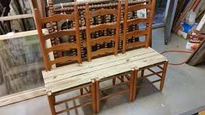 Ladder Back Chair Bench Ladder Back Chairs Repurposed Ladders Diy Bench