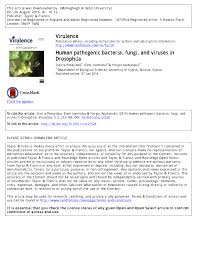 Pdf Human Pathogenic Bacteria Fungi And Viruses In Drosophila