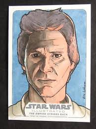 2015 TOPPS Star Wars Illtrd. ESB Harrison Ford HANS SOLO 1/1 Original Art  SKETCH