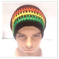 Buy1get1halfprice Designer Mans Mens Unisex Hand Crocheted/knitted Striped  Oversized Slouch Beanie Snood Hat,black Rasta Jamaican Tam Dread