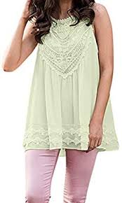 Staron Womens Lace Chiffon Top Summer Fashion Solid Color