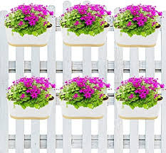 This planter modica collection by bloem: Amazon Com Ecofynd 12 Inches Metal Deck Rail Planter Balcony Railing Hanging Oval Plant Pot Box Indoor Outdoor Home Decor Deck Flower Box Color White Set Of 6 Kitchen Dining