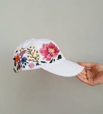 Hand Embroidered Hat Custom Embroidered Hat Floral Etsy Custom Embroidered Hats Embroidered Hats Hat Embroidery
