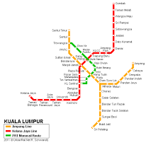 The kuala lumpur system consists of a main subway divided into two lines, a light train distributed into three first line is the klia transit, identified with line 7, that runs 57 km from the terminal zone to the central kuala lumpur lrt, monorail map. Kuala Lumpur Subway Map For Download Metro In Kuala Lumpur High Resolution Map Of Underground Network