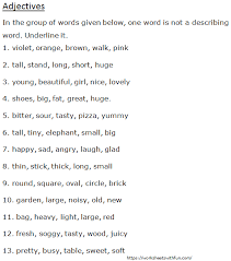Now, let's discuss the pack which i will be sharing with you today. English Class 1 Adjectives In The Group Of Words Given Below One Word Is Not A Describing Word Underline It Worksheet 2