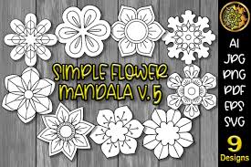 Choose from 1000+ simple flowers graphic resources and download in the form svg color hand drawn simple flower love element. Simple Flower Mandala Set 5 Graphic By V Design Creator Creative Fabrica