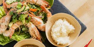 The thai shrimp salad recipe and photo were shared with us by www.grapesfromcalifornia.com. Spicy Thai Shrimp Salad Andrew Zimmern