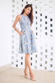 Avalyn Floral Dress In Sky Blue Shopperboard