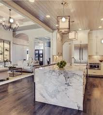 Like The Beam At The Ceiling Transition From Kitchen To Living Room Also The Two Different Ceiling Finishes Sweet Home White Marble Kitchen Home