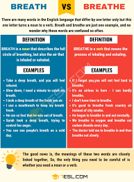 Breath Vs Breathe Useful Differences Between Breathe Vs Breath 7esl