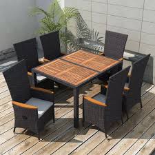Essgruppe, aus handgeflochtenem rattan mit passenden kissenauflagen, im blumendessin, neckermann, beige. 7 Tlg Garten Essgruppe Poly Rattan Akazienholz Schwarz Gitoparts