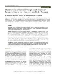 Find a memory care community near me. Pdf Characteristics Of Care And Caregivers Of Alzheimer S Patients In Elderly Care Homes A Qualitative Research