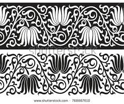 Black And White Floral Pattern Border Https Submit Shutterstock Com Review Batch Mhtml Id 197294800 Approved 1 Type Photos Folk Embroidery Floral Border Vector Images