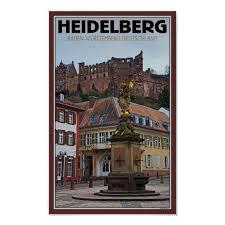 Heidelberg Statue And Castle Poster Zazzle Com Vintage Travel Posters Heidelberg Retro Travel Poster