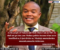 As the people of Nakuru and Molo, where I am an MP, we shall not get into  your Mulima politics because it has never benefited us, it just divides us.  Mnakuja mnatuchochea