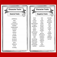 Pure neutral characters are not necessarily milquetoast. Character Traits Mini Book Sort And Word List Tpt