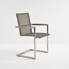 This Taupe Batyline Mesh And Marine Grade Stainless Steel Dining Chair Embodies Contemporary D Steel Dining Chair Black Patio Furniture Cantilever Dining Chair