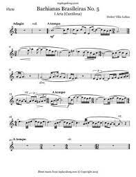 Bachianas Brasileiras No 5 By Villa Lobos Free Sheet Music For Flute Visit Toplayalong Com And Get Acce Sheet Music Guitar Chords For Songs Flute Sheet Music