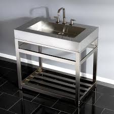 Stainless steel is not reserved exclusively for kitchen sink designs. Kingston Brass 49 In W Bath Vanity In Brushed Nickel With Stainless Steel Vanity Top In Silver With Silver Basin Hkvsp4922a8 The Home Depot