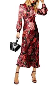 Free Shipping And Returns On Topshop Satin Floral Midi Dress At Nordstrom Com Gorgeous Blooms Give Romance T Elegant Dresses Long Floral Midi Dress Midi Dress